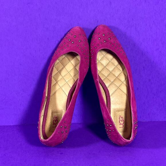 Ugg Australia Lorelei Cobalt Fuchsia Studded Point Toe Ballet Flats Suede Size 5 - Picture 4 of 8